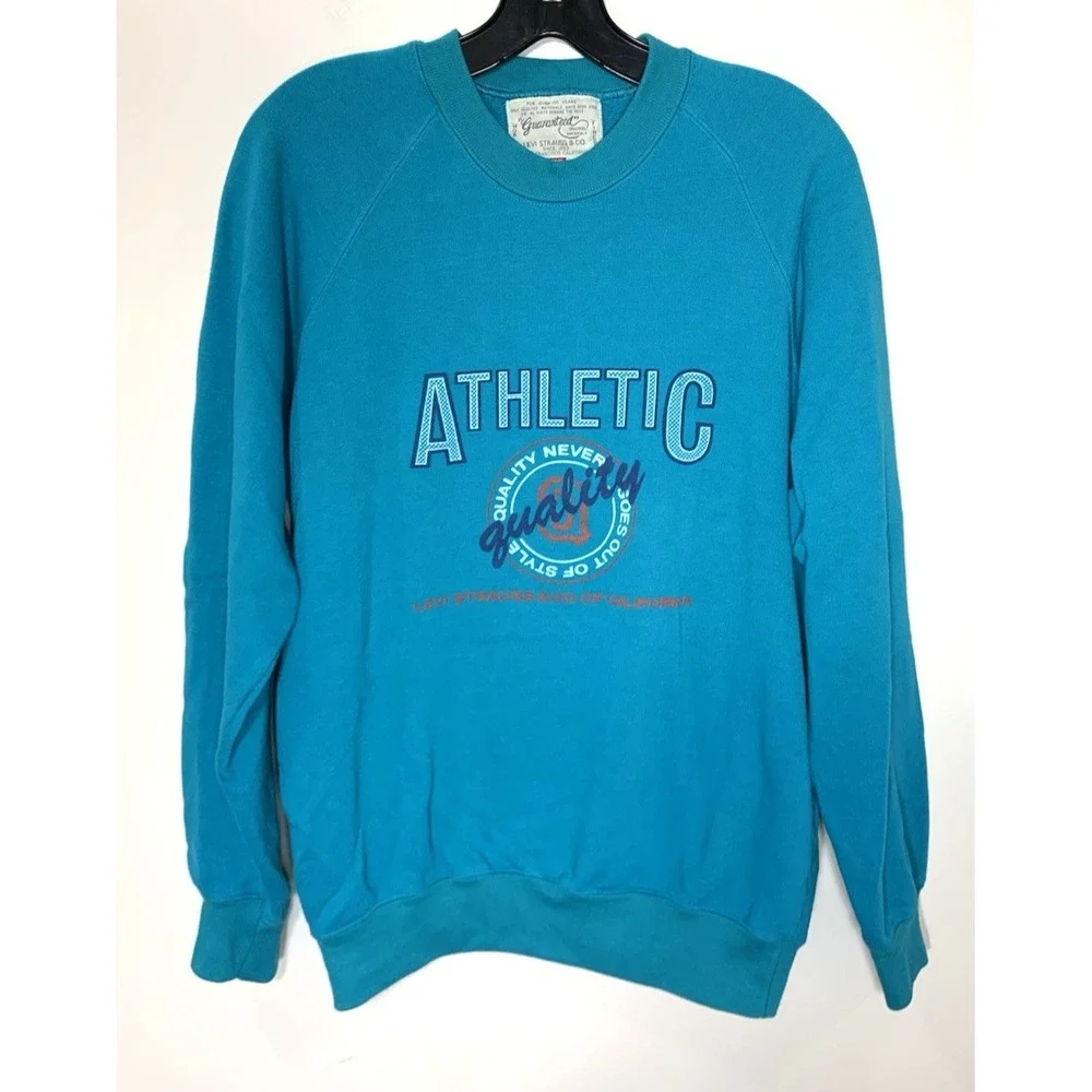 Levi's Vintage‎ Sweatshirt Mens Large Blue 80s Crew Neck 70% Cotton Graphic